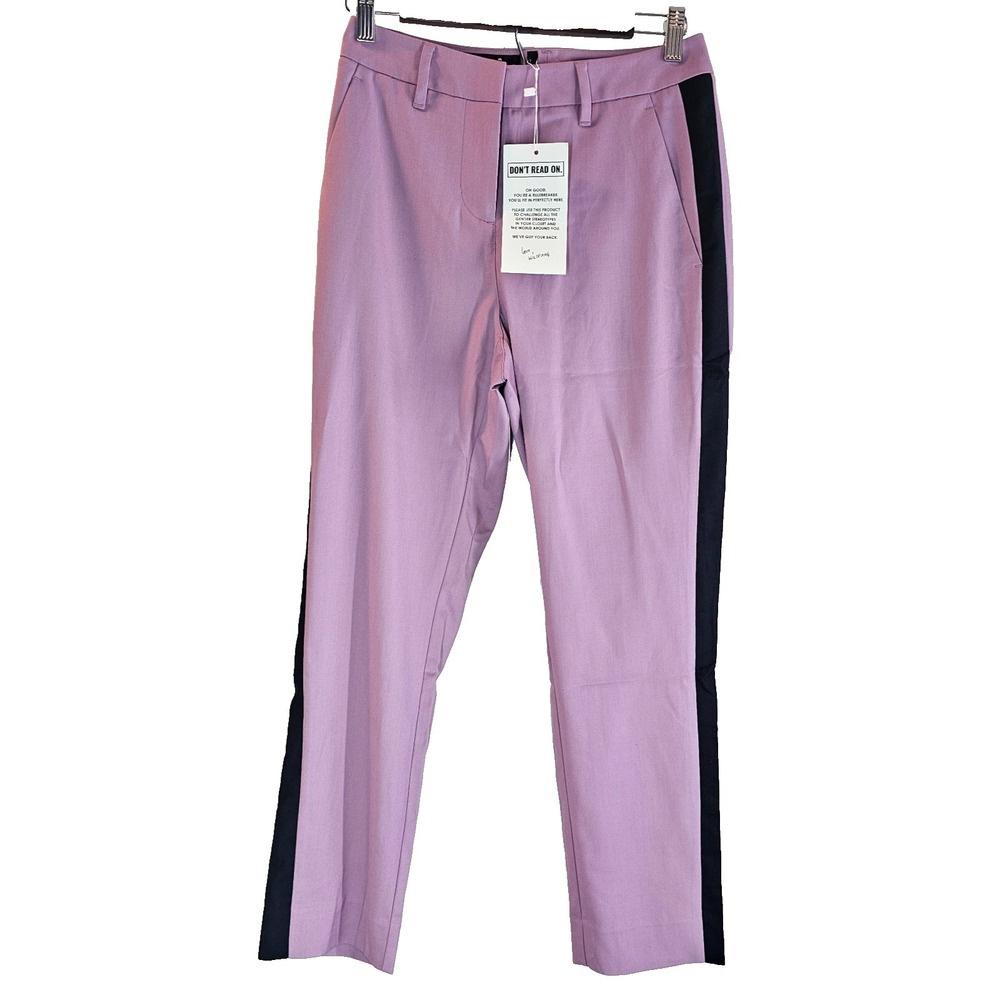Wildfang Trousers Womens 2 Mauve Empower Color Block Slim Crop Pants Stretch